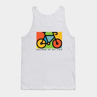 Colors Of My Life Bicycle Cycling Riding Silhoutte Green Yellow Blue Black Tank Top